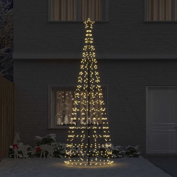 vidaXL Arbre de No&euml;l LED avec piquets au sol Dor&eacute; 400 cm Fer