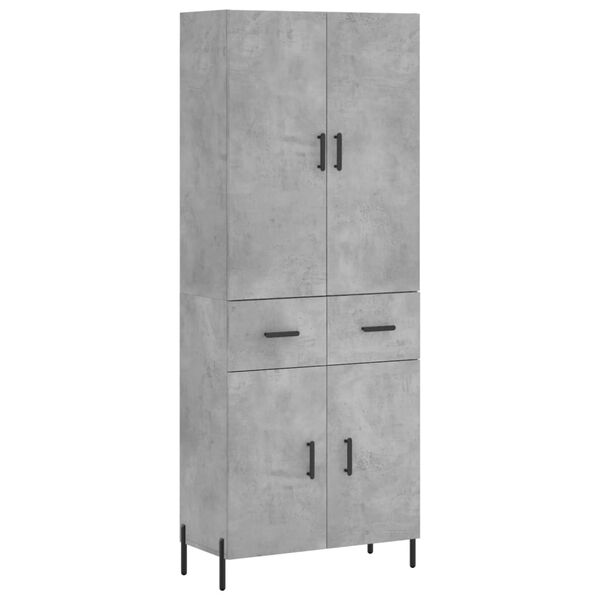 vidaXL Buffet haut Gris b&eacute;ton 69,5x34x180 cm Bois d'ing&eacute;nierie