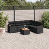vidaXL Salon de jardin 7 pcs avec coussins noir r&eacute;sine tress&eacute;e