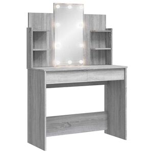 vidaXL Coiffeuse avec lumi&egrave;res LED sonoma gris 96x40x142 cm
