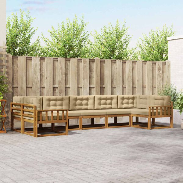 vidaXL Ensemble de canap&eacute;s d'ext&eacute;rieur 7 pcs Naturel et Beige