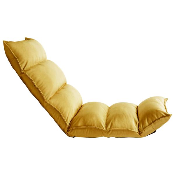 vidaXL Chaise pliable de sol Jaune moutarde Tissu
