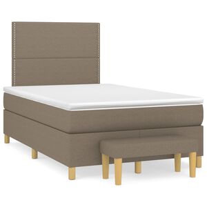 vidaXL Sommier &agrave; lattes de lit avec matelas Taupe 120x200 cm Tissu
