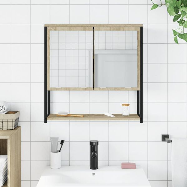 vidaXL Armoire de salle de bain &agrave; miroir ch&ecirc;ne sonoma bois ing&eacute;nierie