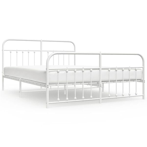 vidaXL Cadre de lit m&eacute;tal sans matelas et pied de lit blanc 180x200 cm