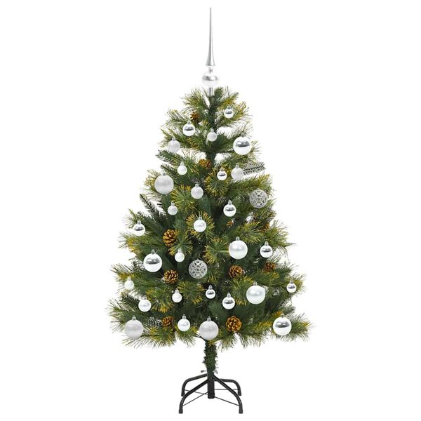vidaXL Sapin de No&euml;l artificiel avec branches pliables et c&ocirc;nes 120 cm