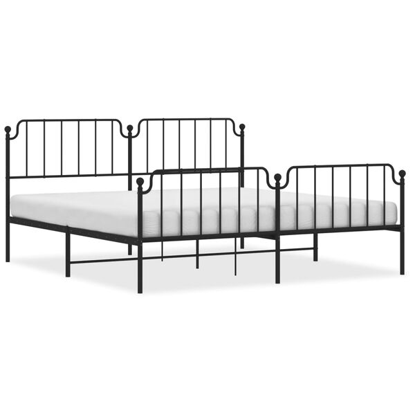 vidaXL Cadre de lit métal sans matelas avec pied de lit noir 193x203cm