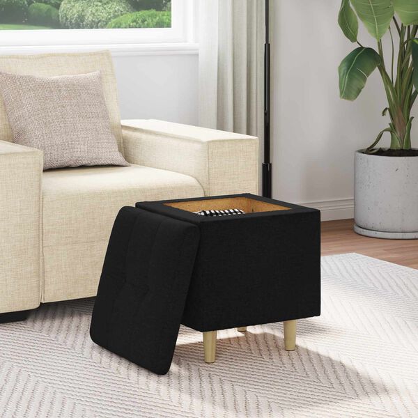 vidaXL Pouf de rangement avec coussin Noir 40 x 40 x 45 cm tissu