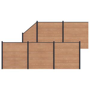 vidaXL Panneau de cl&ocirc;ture 6 pcs WPC et Aluminium Marron