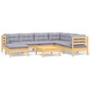 vidaXL Salon de jardin 8 pcs avec coussins gris Bois de pin massif
