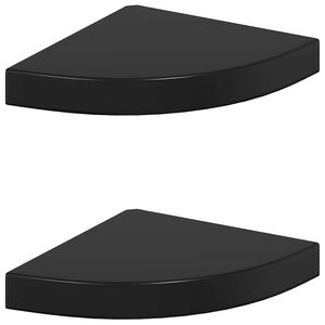 vidaXL &Eacute;tag&egrave;res d'angle flottantes 2pcs noir brillant 25x25x3,8cm MDF