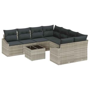 vidaXL Ensemble de Canap&eacute;s 9 pc Gris clair et gris fonc&eacute; polyrotin