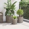 vidaXL Panier &agrave; plantes avec stockage 3 pcs Gris Kubu Rattan Kubu