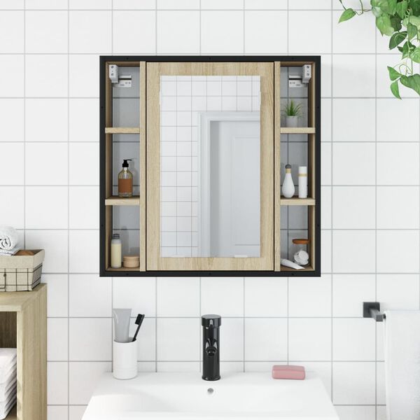 vidaXL Armoire &agrave; miroir de salle de bain ch&ecirc;ne sonoma bois ing&eacute;nierie