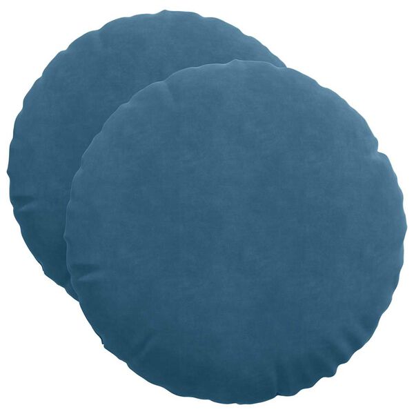 vidaXL Coussins de si&egrave;ge 2 pcs Bleu &Oslash; 40 x 13 cm Velours
