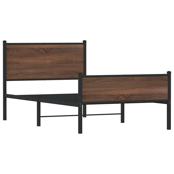 vidaXL Cadre de lit en m&eacute;tal sans matelas ch&ecirc;ne marron 100x200 cm