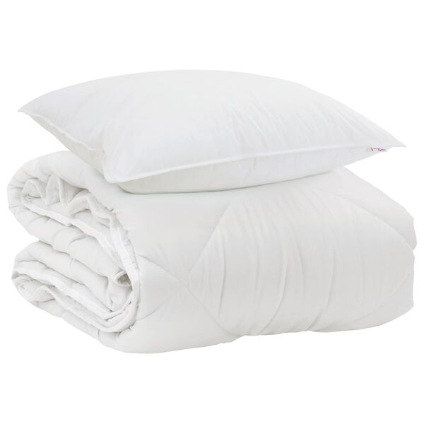 vidaXL Duvet toutes saisons avec oreiller 2 pcs Blanc Microfibre