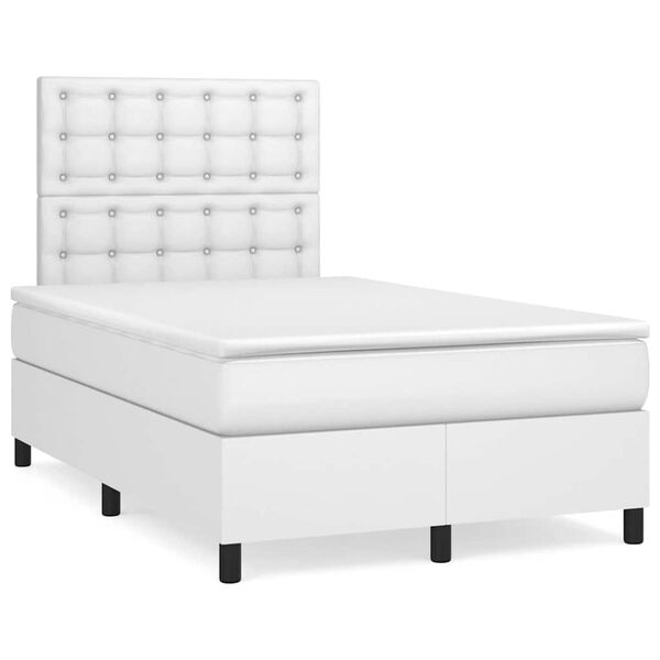 vidaXL Sommier &agrave; lattes de lit matelas LED blanc 120x190 cm similicuir
