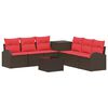 vidaXL Ensemble de Canap&eacute;s 8 pc Marron et rouge 55 x 55 x 37 cm