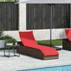 vidaXL Chaise longue pliante coussin rangement marron résine tressée