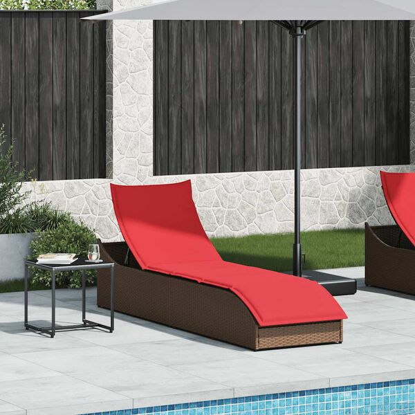 vidaXL Chaise longue pliante coussin rangement marron résine tressée