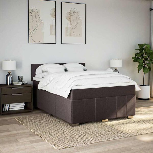 vidaXL Sommier &agrave; lattes de lit avec matelas Marron fonc&eacute; 140x190 cm