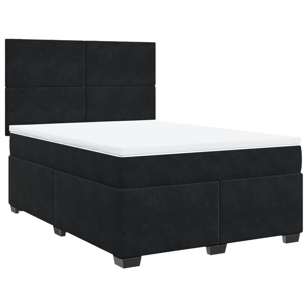 vidaXL Sommier &agrave; lattes de lit avec matelas Noir 140x190 cm Velours