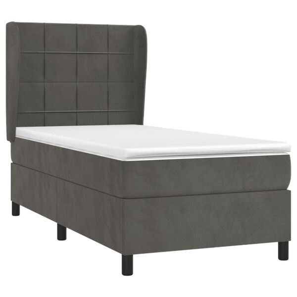 vidaXL Sommier &agrave; lattes de lit avec matelas Gris fonc&eacute; 100x200 cm