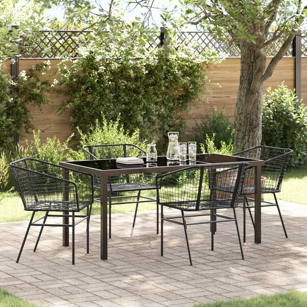 vidaXL Ensemble de salle &agrave; manger pour jardin 5 pcs Noir polyrotin