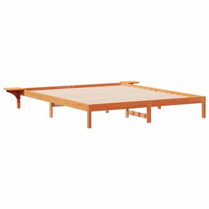 vidaXL Cadre de lit avec tables de chevet Brun cire 200 x 220 cm