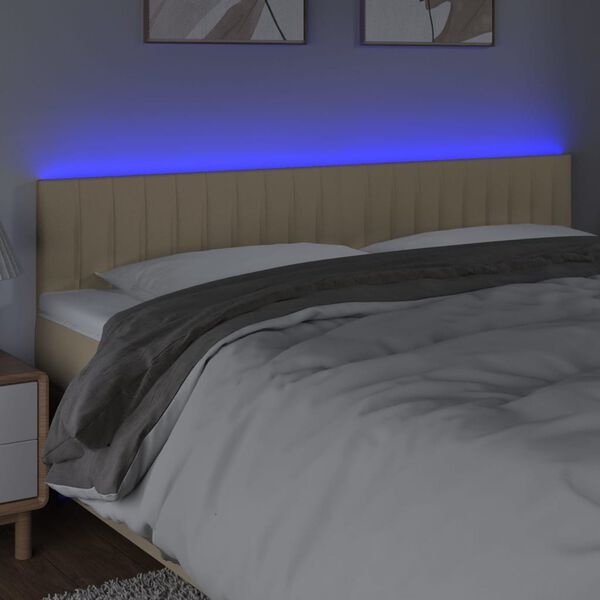 vidaXL T&ecirc;te de lit &agrave; LED Cr&egrave;me 180x5x78/88 cm Tissu