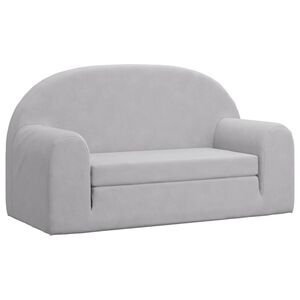 vidaXL Canap&eacute;-lit enfants 2 places gris clair peluche douce