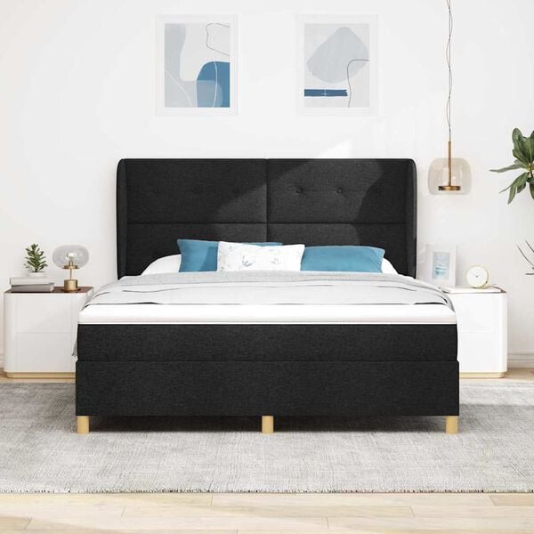 vidaXL Lit &agrave; ressorts avec matelas gris fonc&eacute; 90x190 cm Noir tissu