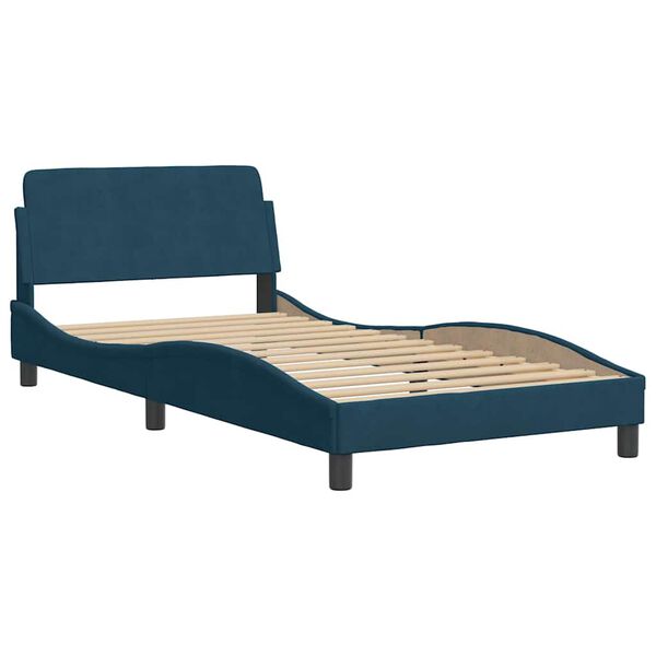 vidaXL Lit avec matelas bleu 100x200 cm velours