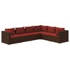 vidaXL Salon de jardin 6 pcs avec coussins R&eacute;sine tress&eacute;e Marron