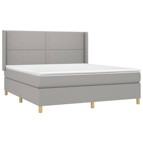 vidaXL Sommier &agrave; lattes de lit matelas LED Gris clair 180x200 cm Tissu