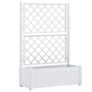 vidaXL Jardini&egrave;re avec treillis 100x43x142 cm PP Blanc