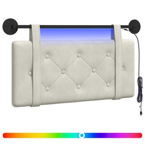vidaXL T&ecirc;te de lit suspendue Avec lumi&egrave;re LED Cr&egrave;me Velours