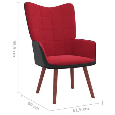 vidaXL Chaise de détente et repose-pied Rouge bordeaux Velours et PVC