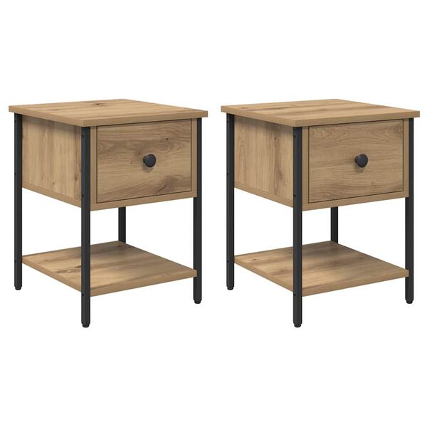 vidaXL Table de chevet 2 pcs Ch&ecirc;ne artisanal 34 x 35,5 x 45 cm