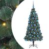 vidaXL Arbre de No&euml;l artificiel pr&eacute;-&eacute;clair&eacute; avec ensemble de boules