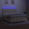 vidaXL Sommier &agrave; lattes de lit et matelas et LED Cr&egrave;me 180x200cm Tissu