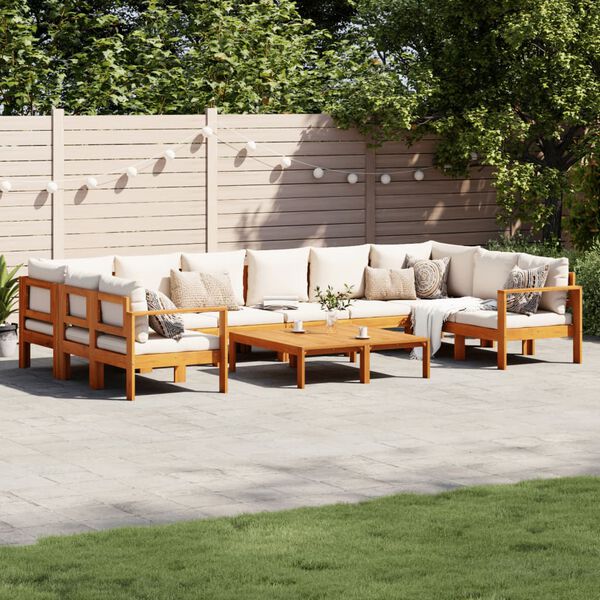 vidaXL Salon de jardin avec coussins 8 pcs bois massif d'acacia