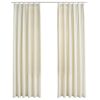 vidaXL Rideaux occultants avec crochets 2 pcs Velours Cr&egrave;me 140x225 cm