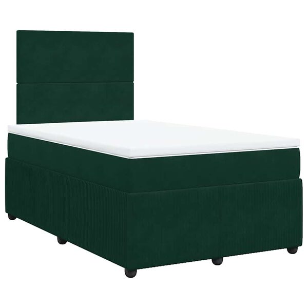 vidaXL Sommier &agrave; lattes de lit et matelas Vert fonc&eacute; 120x200cm Velours