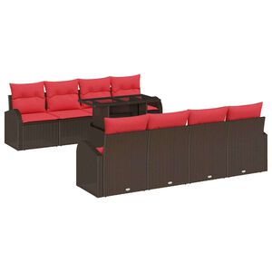vidaXL Ensemble de canap&eacute; de jardin 9 pc Marron polyrotin