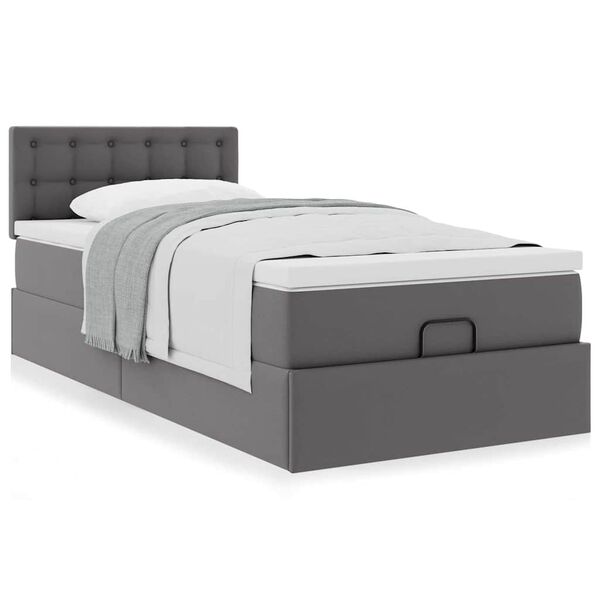 vidaXL Lit ottoman avec matelas gris 80x200 cm similicuir
