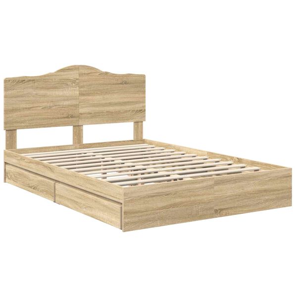 vidaXL Lit de Rangement Ch&ecirc;ne Sonoma 150 x 200 cm Bois d'ing&eacute;nierie