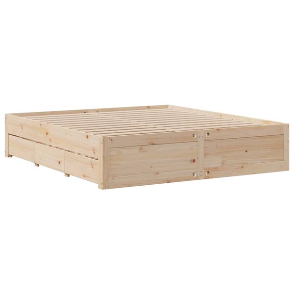 vidaXL Cadre de lit sans matelas avec tiroirs 200x200 cm bois de pin