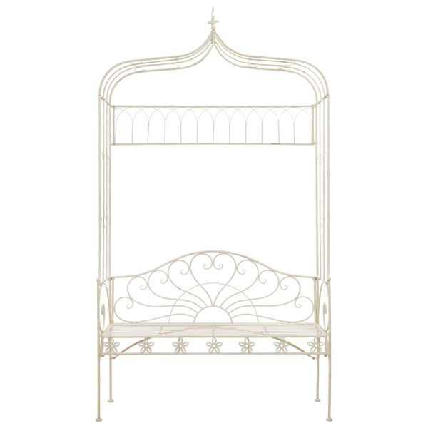 vidaXL Banc de jardin 122 cm Fer Blanc antique
